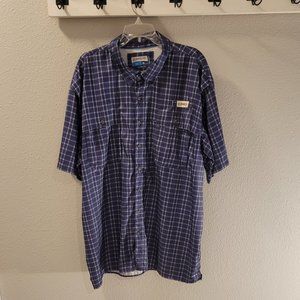Magellan XXL Navy Blue Plaid Fishing/Outdoor Shirt - Short Sleeve